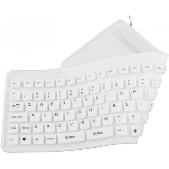 KEYBOARD SILICONE EK126W USB/OTG FLEXIBLE WHITE