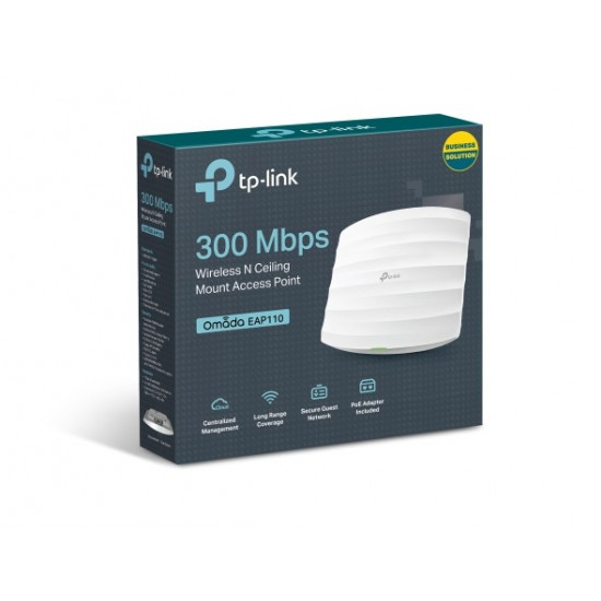 Access Point|TP-LINK|Omada|300 Mbps|IEEE 802.11b|IEEE 802.11g|IEEE 802.11n|1xRJ45|Number of antennas 2|EAP110