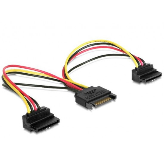 Sata power cable Sata- (M) 2xSATA angled 15cm