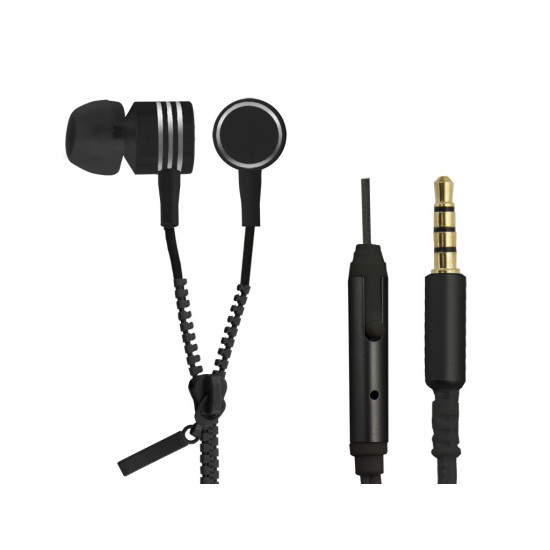 Earphones ZIPPER with microphone black