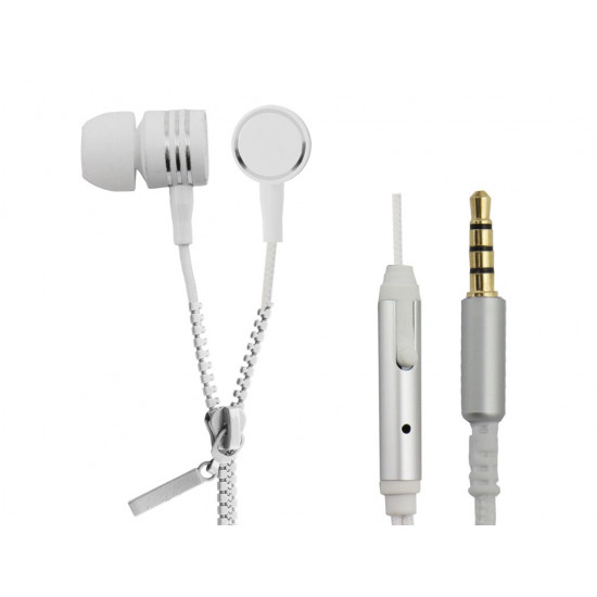 Earphones ZIPPER with microphone white