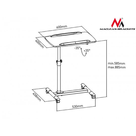 Universal flexible laptop trolley MC-671