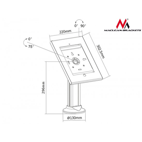 Rack holder for advertising tablet desktop with the lock, MC-677 iPad 2/3/4/Air/Air2