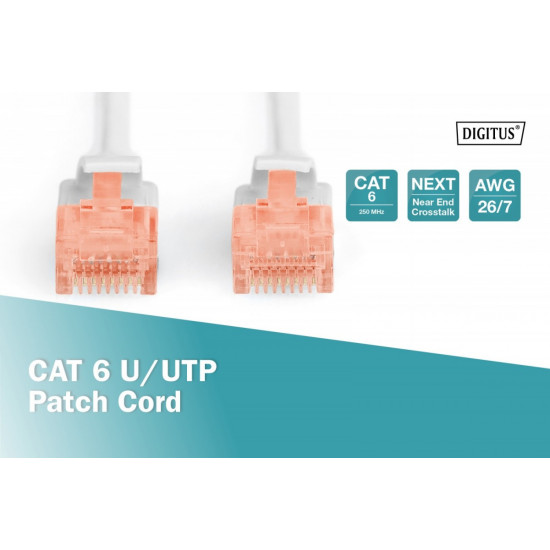 Patch cord U/UTP cat.6 PVC 0,5m grey