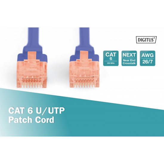 Patch cord U/UTP kat.6 PVC 2m blue