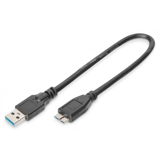 USB3.0 Cable 0,25m USB A/microUSB B M/M Black 0,25m