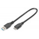 USB3.0 Cable 0,25m USB A/microUSB B M/M Black 0,25m