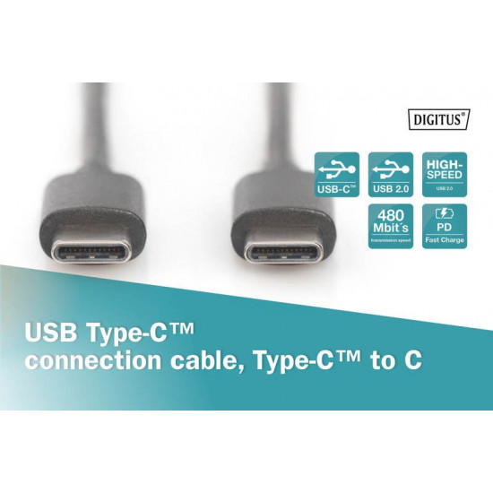 Connection cable USB 2.0 SuperSpeed Type USB C/USB C M/M black 1,8m