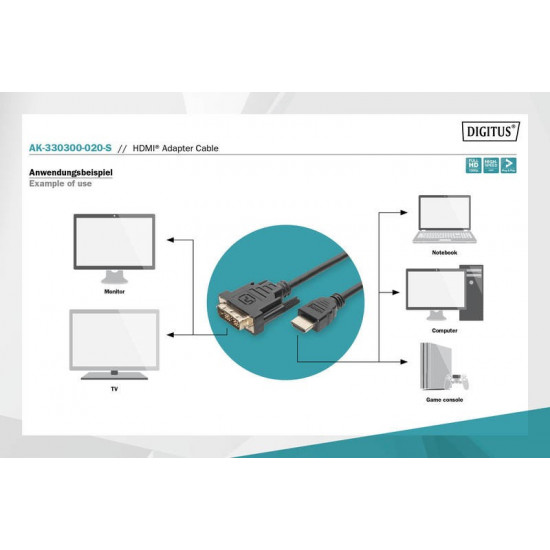 HDMI 1.3 Cable 2m HDMI A/DVI-D(18+1) M/M