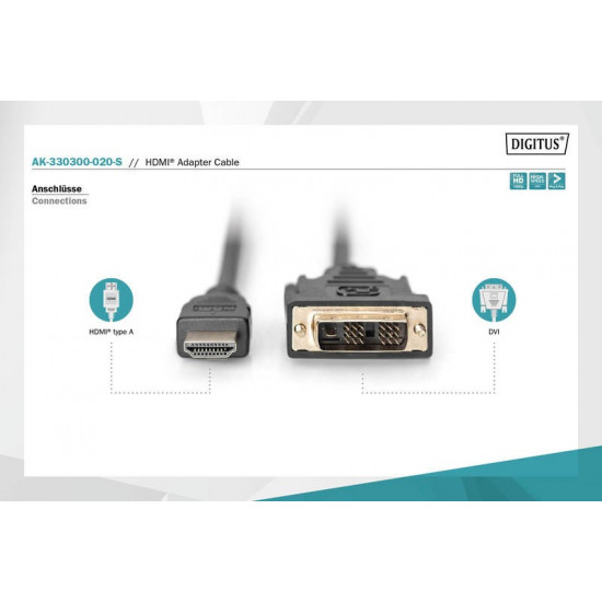 HDMI 1.3 Cable 2m HDMI A/DVI-D(18+1) M/M