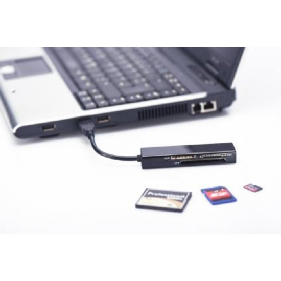 Card Reader 4-port USB 2.0 High Speed (CF, SD, Micro SD / SDHC, Memory Stick), black