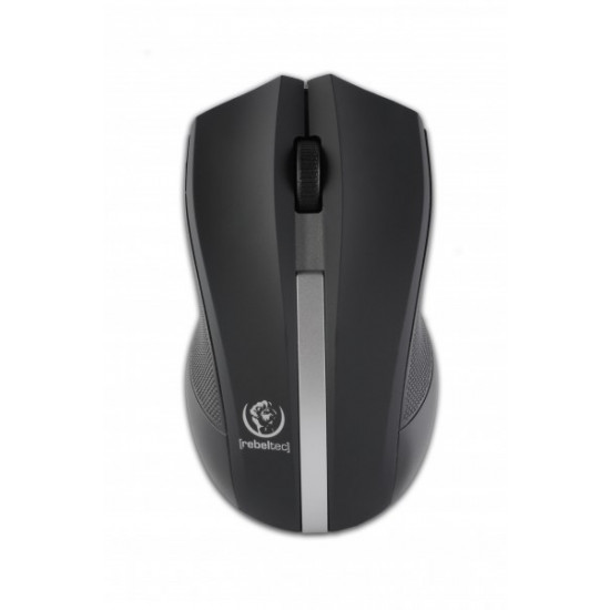 Wireless optical mouse, GALAXY black/silver, rubber surface