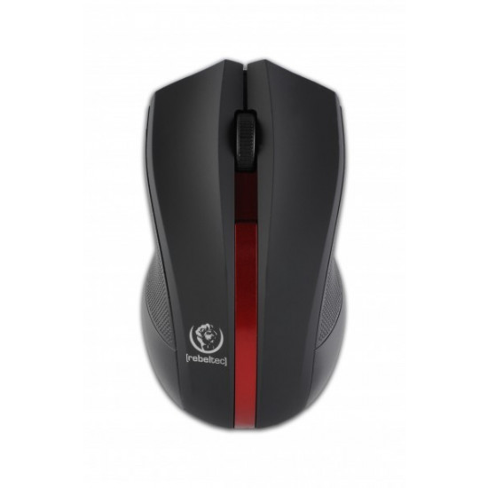 Wireless optical mouse, GALAXY black/red, rubber surface