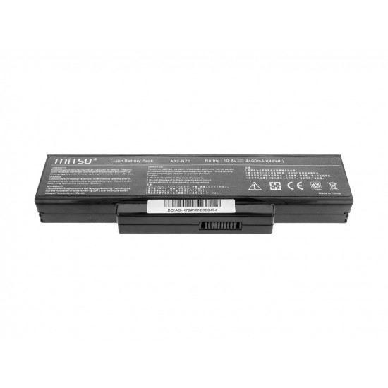 Battery for Asus K72, K73, N73, X77 4400 mAh (48 Wh) 10.8 - 11.1 Volt