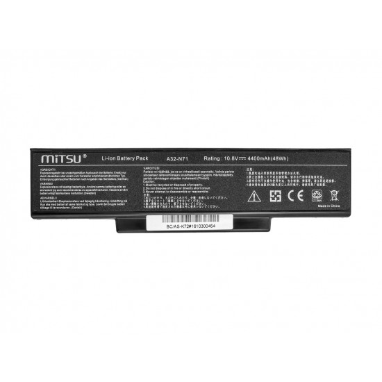 Battery for Asus K72, K73, N73, X77 4400 mAh (48 Wh) 10.8 - 11.1 Volt