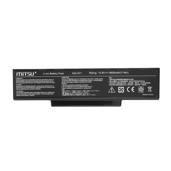 Battery for Asus K72, K73, N73, X77 6600 mAh (71 Wh) 10.8 - 11.1 Volt