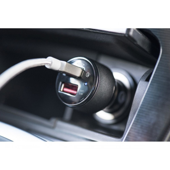 Qualcomm Quick Charge 3.0 Car Charger, 2xUSB (3A/2,4A), black and silver