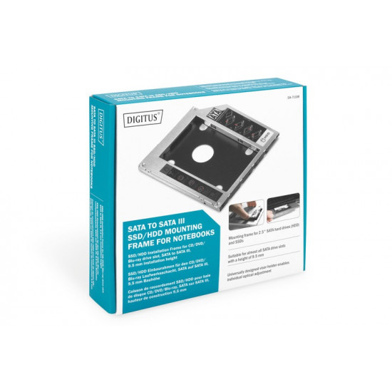 Mounting frame SSD / HDD CD / DVD / Blu-ray SATA to SATA III 9.5mm