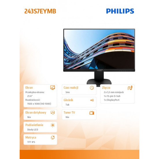 Monitor 23.8 243S7EYMB IPS DP Pivot Speaker