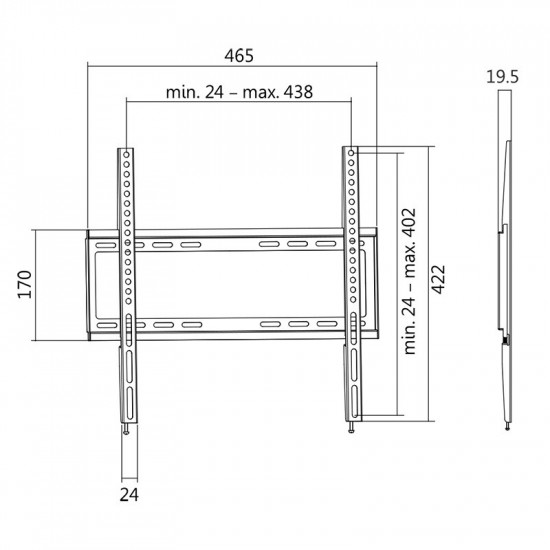 TV wall mount, fix, 32-55', max. 35kg