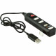 Hub 4x USB 2.0 YHB 4002BK black, switch, Plug & Play