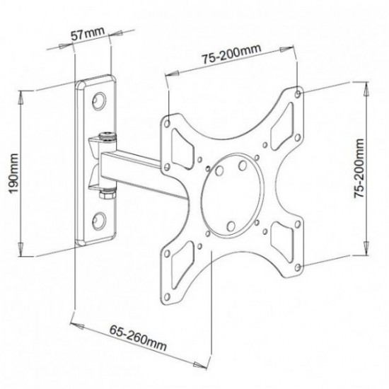 Wall mount LCD/LED 19-37 inch black, 25kg