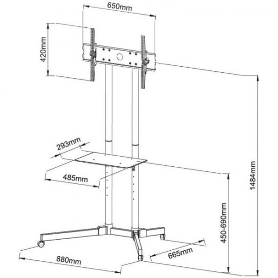 Mobile stand LCD / LED 30-65cali, 60kg, adjustable