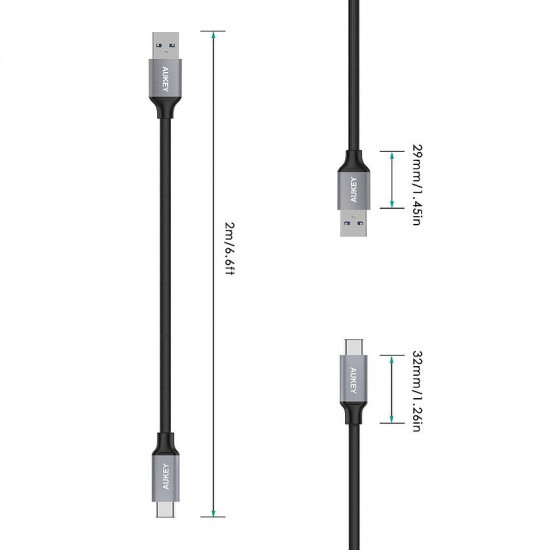 CB-CD3 nylon quick cable Quick Charge USB C-USB 3.0 | 2m | 5 Gbps