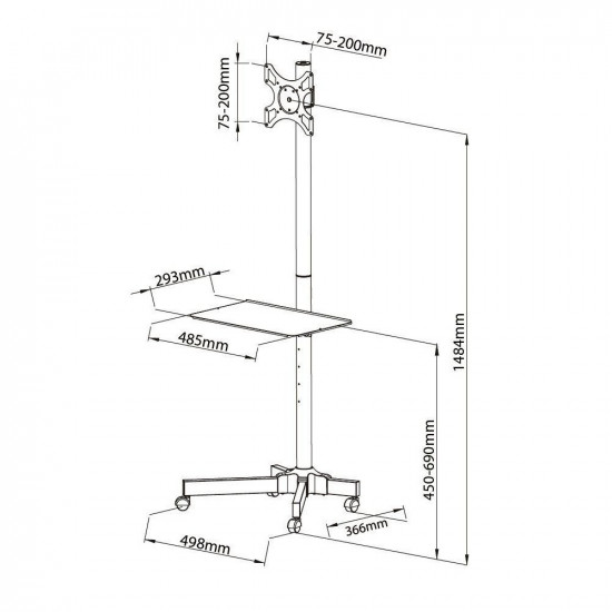 Stand Mobile LCD / LED 19-37 inch adjustable up to 20KG