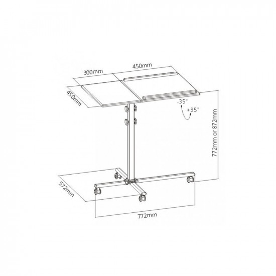 Table for projector/not book, mobile black