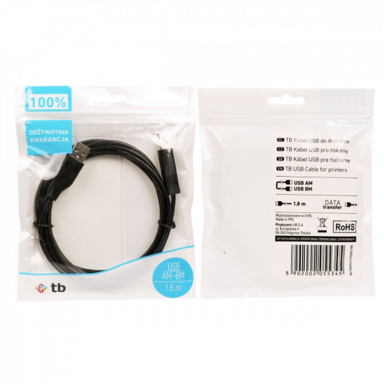 USB AM-BM cable 1.8 black