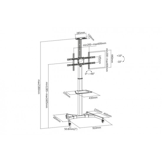 TV Cart 1xLCD max. 70