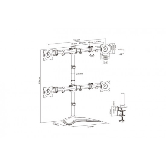 Monitor Stand 4xLCD max. 27