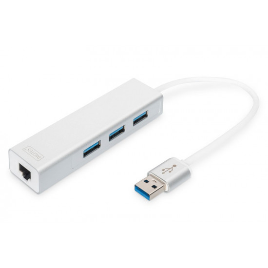 Hub USB 3.0, 3-ports Gigabit LAN adaptor