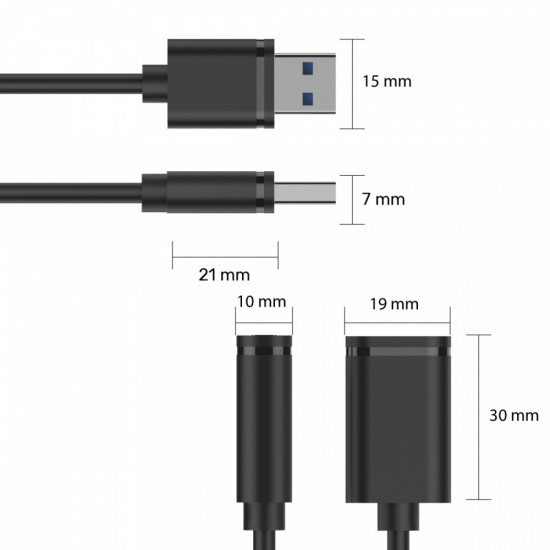 Extension cable USB 2.0 AM-AF, 0.5M Y-C447GBK