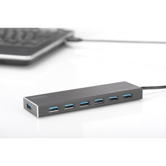 Hub 7-port USB 3.0 SuperSpeed., power supply, aluminum