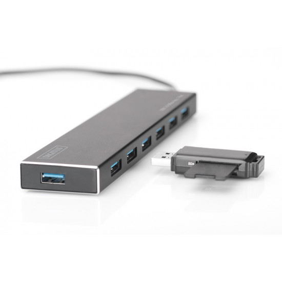 Hub 7-port USB 3.0 SuperSpeed., power supply, aluminum