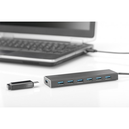 Hub 7-port USB 3.0 SuperSpeed., power supply, aluminum