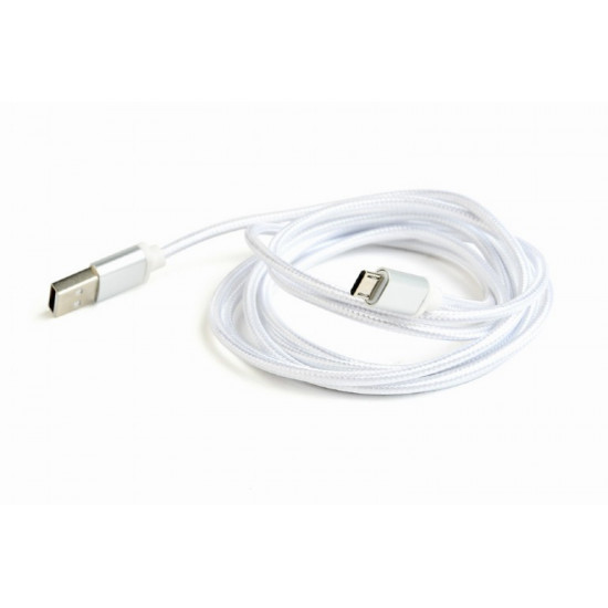 Cotton braided Micro USB cable/1.8m/silver