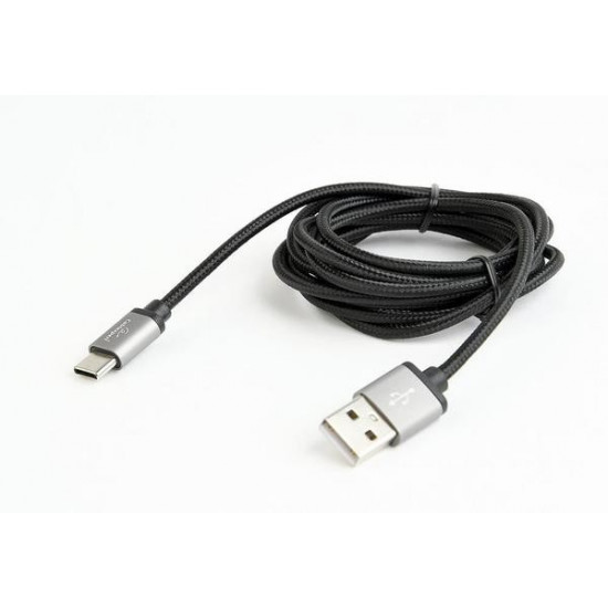 Cotton braided USB Type C cable/1.8m/black