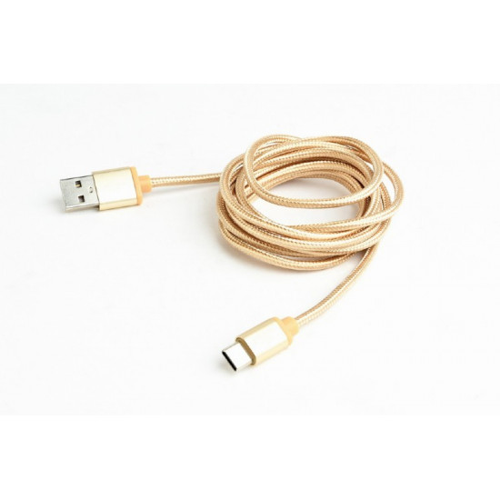 Cotton braided USB Type C cable/1.8m/gold