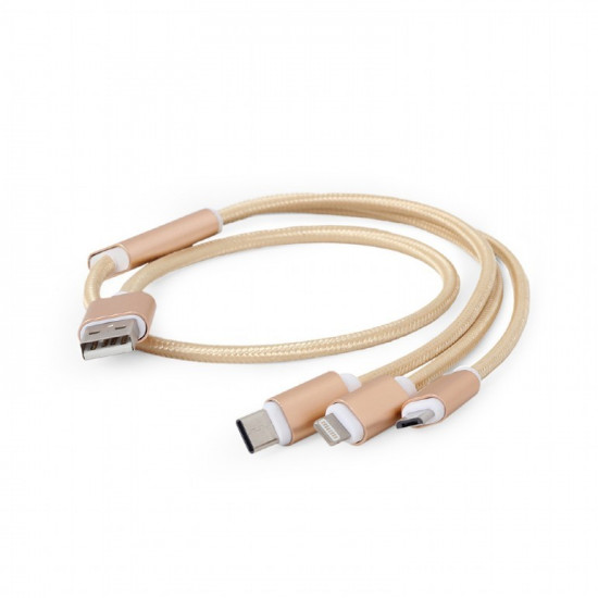 USB 3-in-1 charging cable/1m/gold