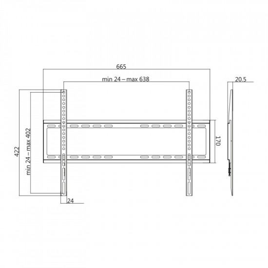 TV wall mount, fix, VESA, 37-70, max. 35kg