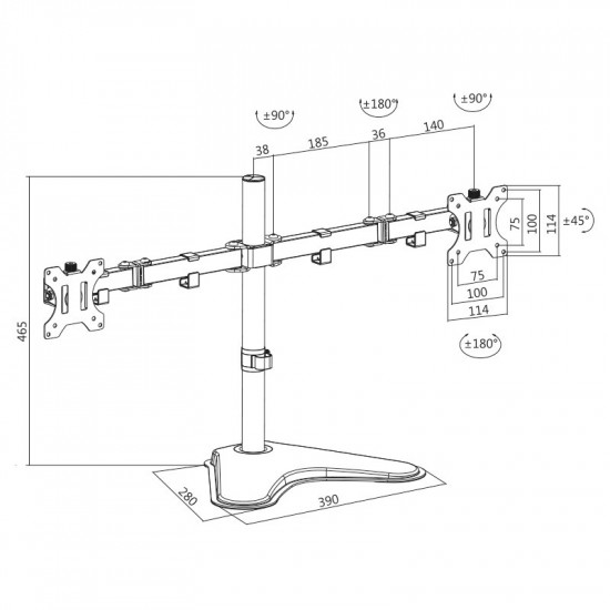 Dual monitor desk stand 13-32, max. 8kg