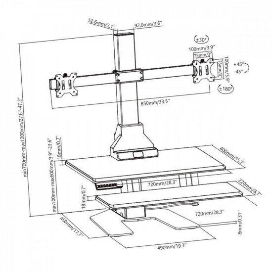 Electric sit-stand workstation MC-796