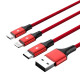 Charging cable 3-in-1 USB - USB-C/microUSB/ Lightning, 1,2m C4049RD