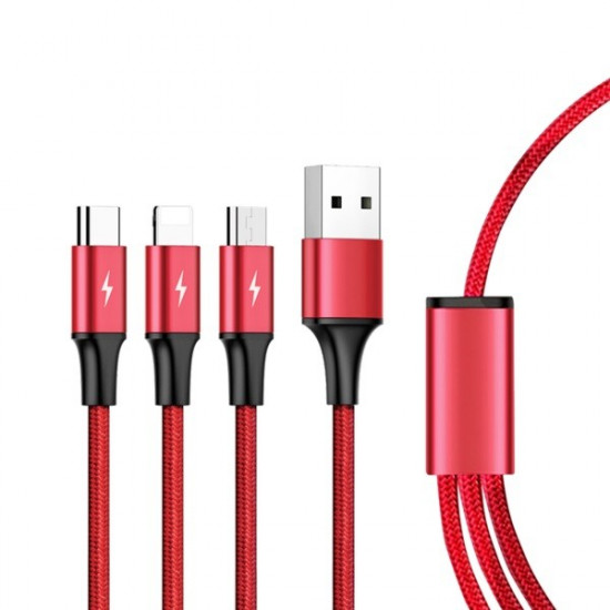 Charging cable 3-in-1 USB - USB-C/microUSB/ Lightning, 1,2m C4049RD