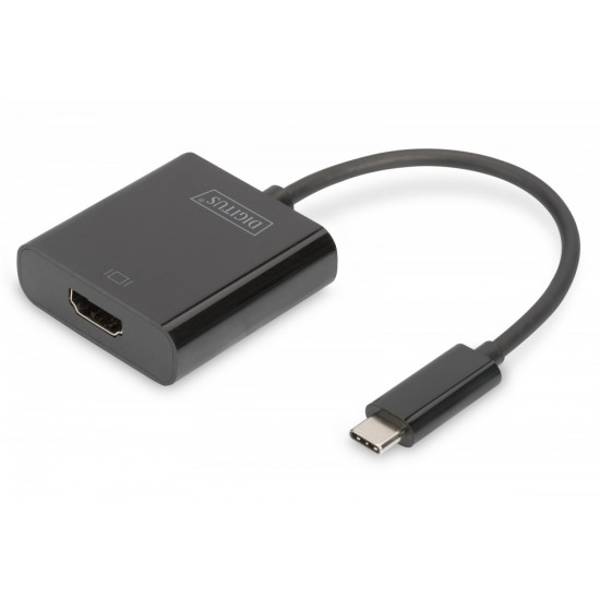 Graphic adapter, HDMI 4K 30Hz UHD to USB 3.1 Type C, with audio, black, length 15cm