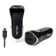 Car charger USB + microUSB 1A black