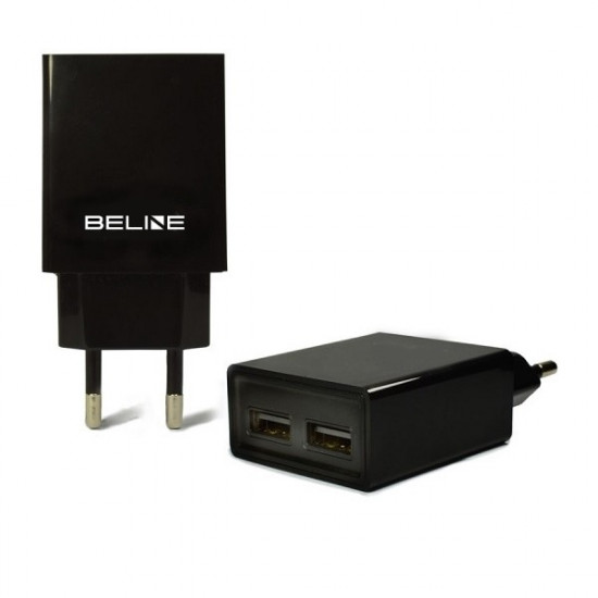 Travel charger 2xUSB 2A black